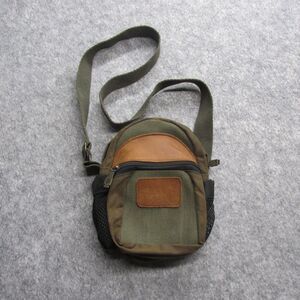 Hazel 4WD vintage green canvas and brown leather crossbody utility pouch